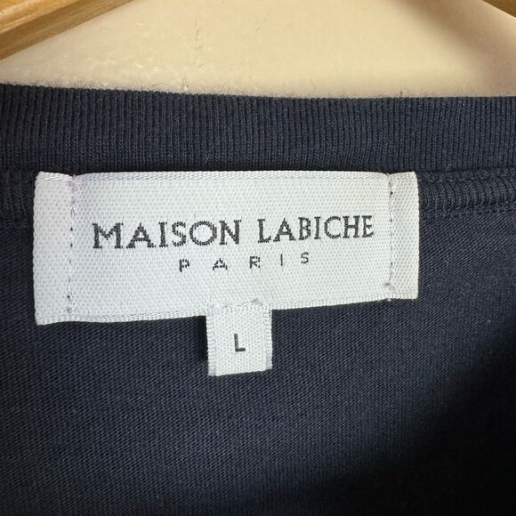 SALE! Men’s Navy Maison Labiche “French Touch” Crewneck L/S Tee EUC - Picture 6 of 8